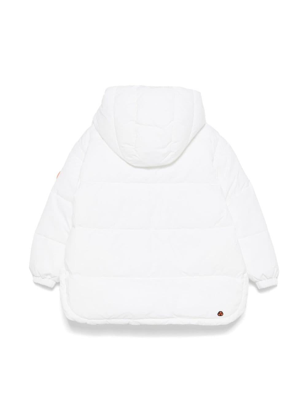 Giubbino per bambina Save The Duck Kids Glenda bianco con orlo asimmetrico - Rubino Kids