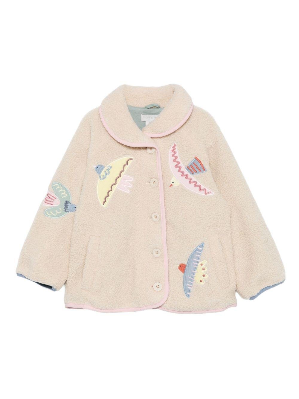 Giubbino per bambina Stella McCartney Kids beige con uccelli ricamati - Rubino Kids