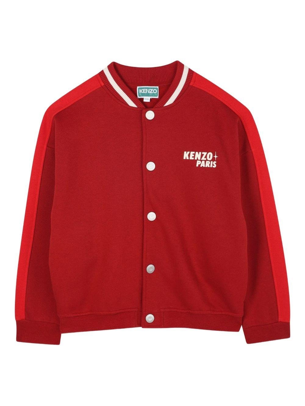 Giubbino per bambini Kenzo Kids rosso con stampa grafica sul retro - Rubino Kids