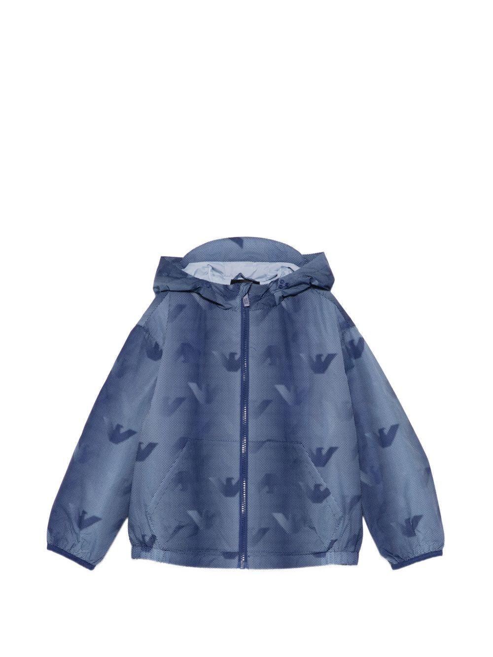 Giubbino per bambino Emporio Armani Kids blu con stampa aquila all - over - Rubino Kids