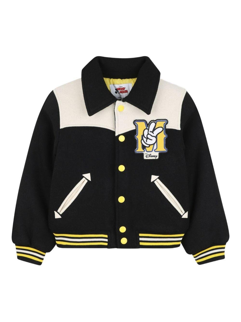 Giubbino per bambino Marc Jacob Kids x Mickey Mouse nero con logo ricamato - Rubino Kids