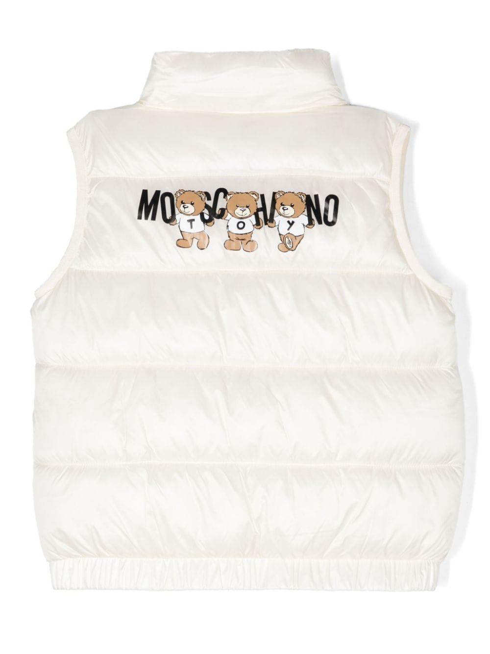 Giubbino per bambino Moschino Kids bianco smanicato con stampa sul davanti - Rubino Kids