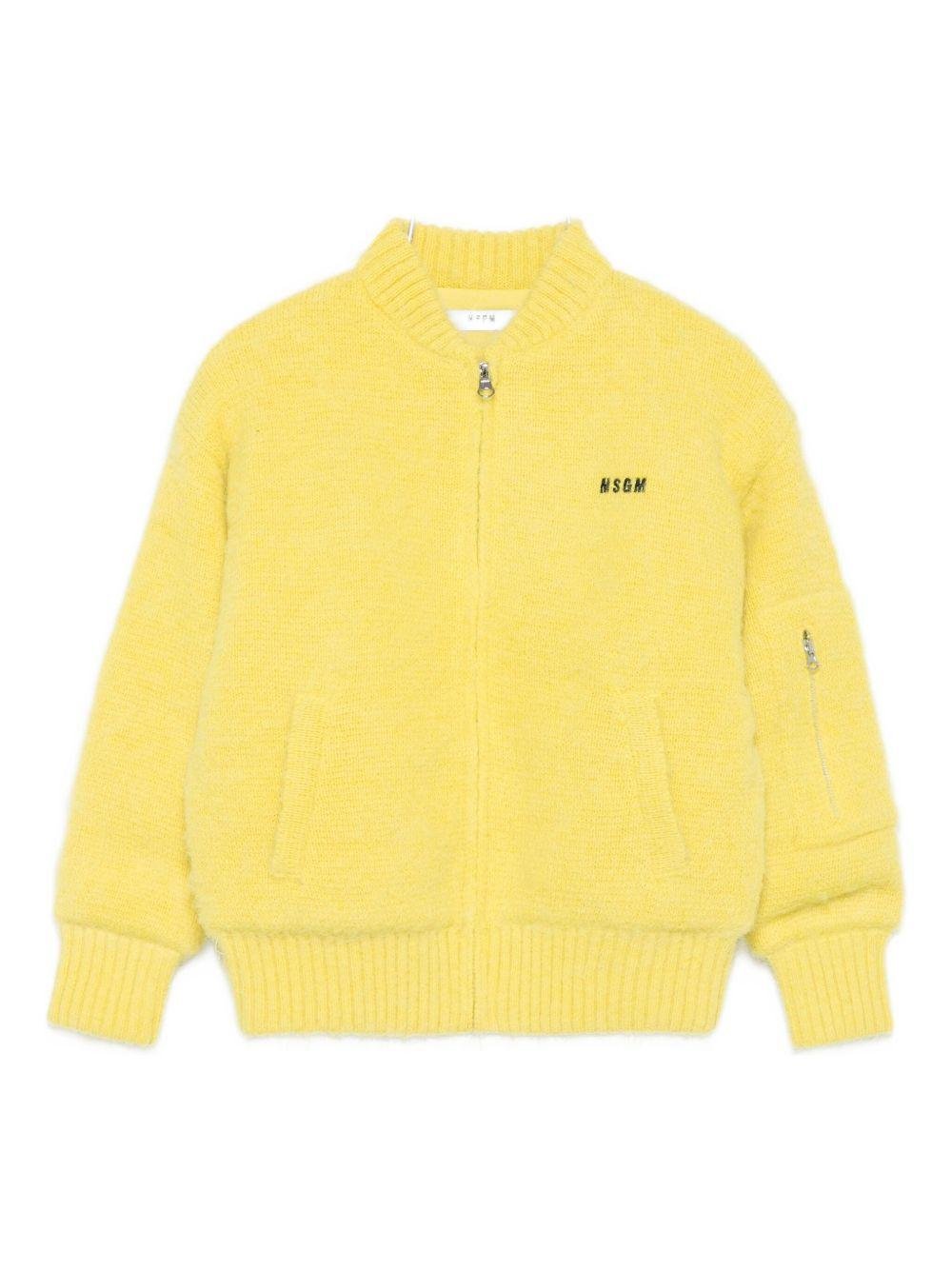 Giubbino per bambino MSGM Kids giallo con logo ricamato - Rubino Kids