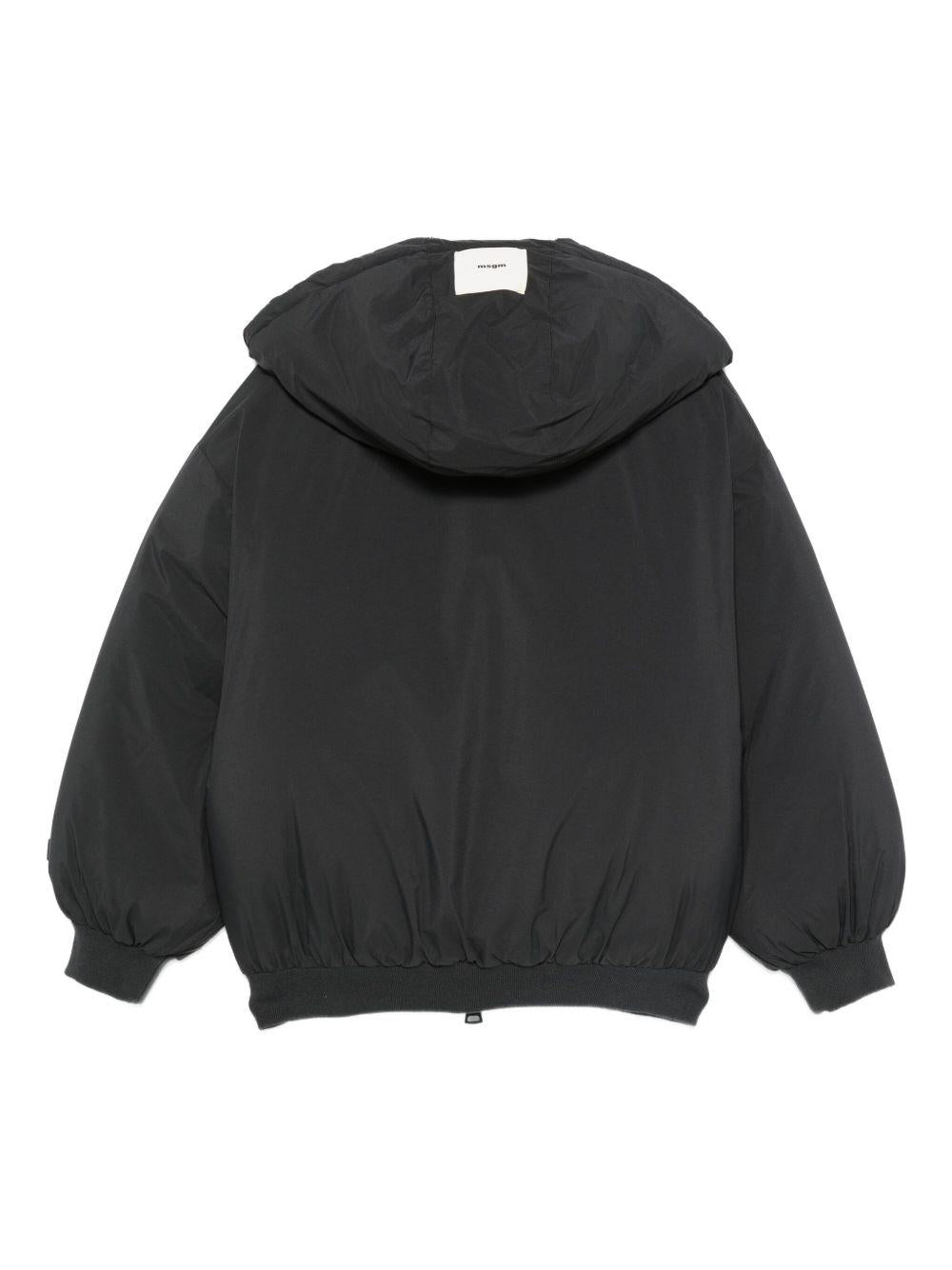 Giubbino per bambino MSGM Kids nero con cappuccio rimovibile - Rubino Kids