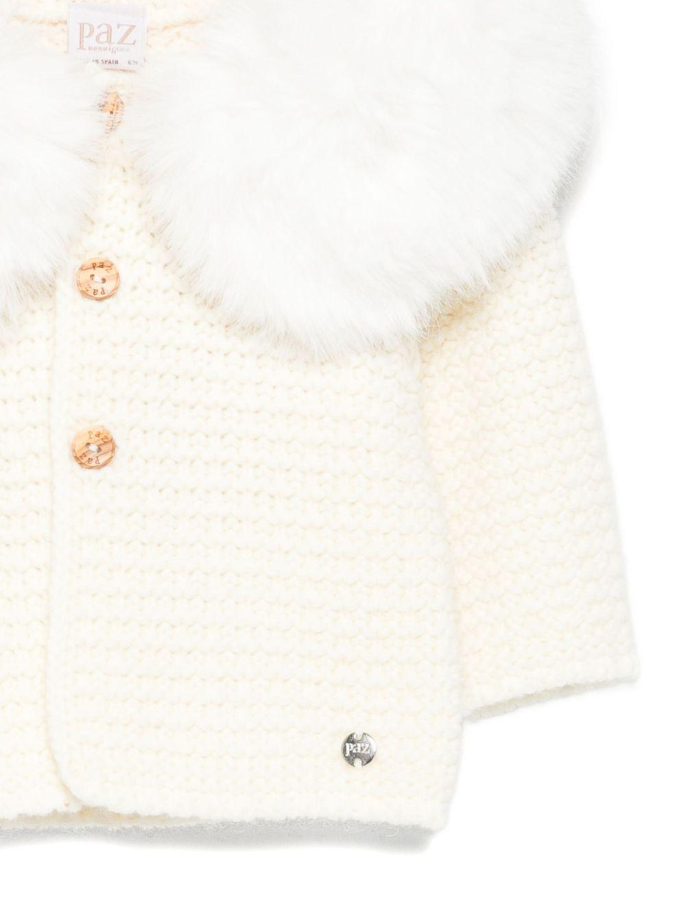 Giubbino per neonati Paz Rodrìguez bianco con cappuccio - Rubino Kids