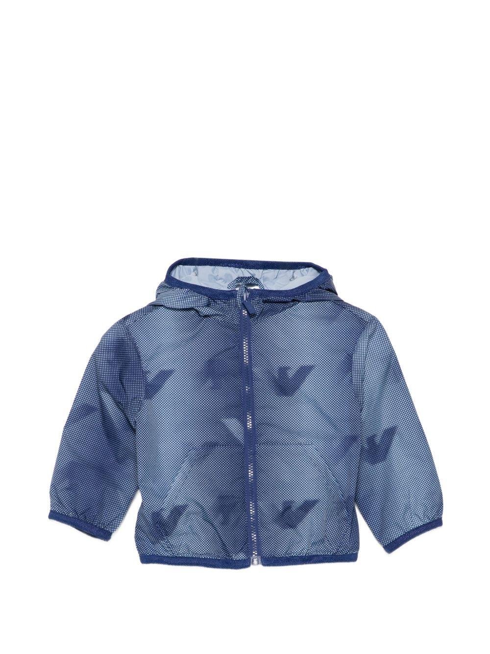 Giubbino per neonato Emporio Armani Kids blu con logo aquila all - over - Rubino Kids