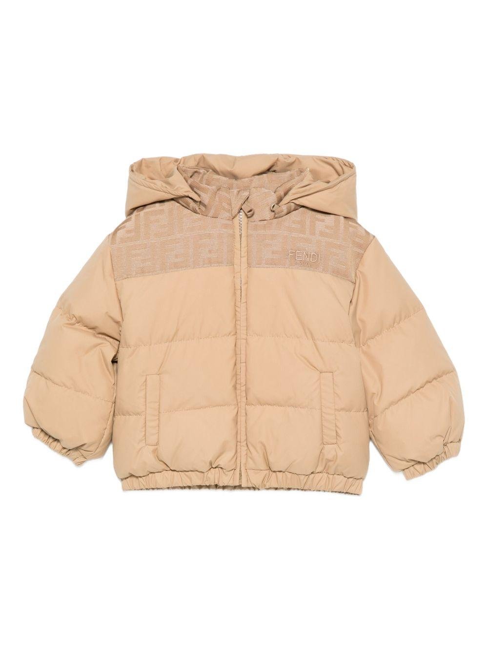 Giubbino per neonato Fendi Kids beige con dettaglio con logo FF - Rubino Kids