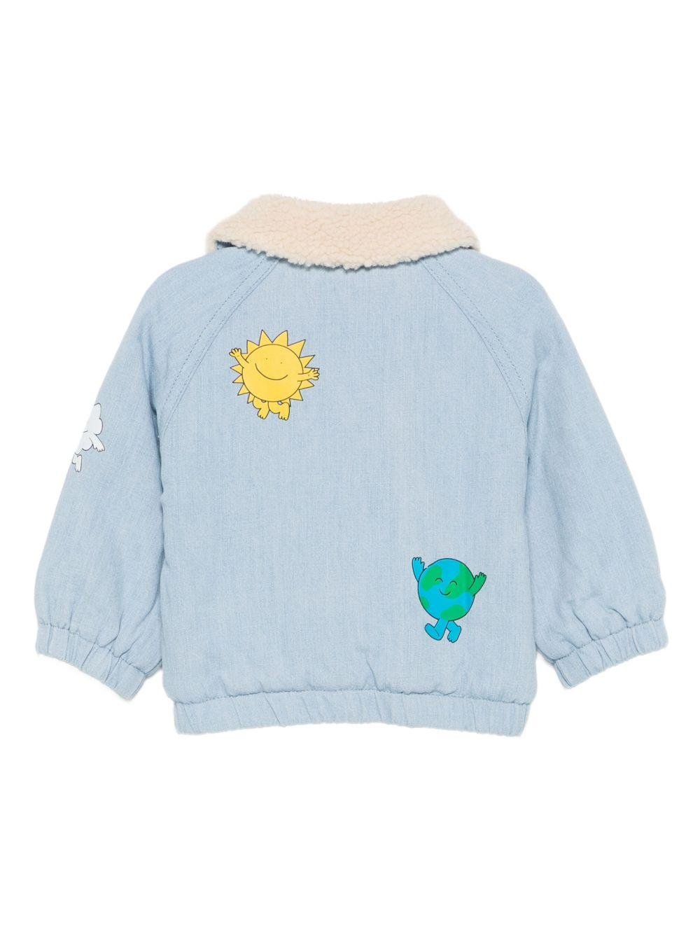 Giubbino per neonato Stella McCartney Kids azzurro con pelliccia all'interno - Rubino Kids