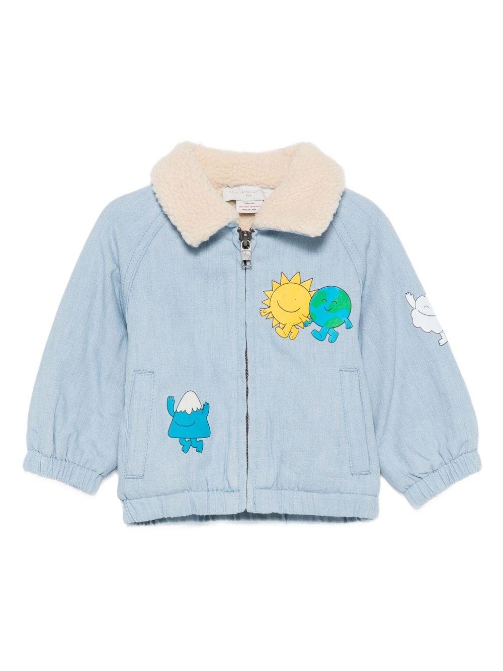 Giubbino per neonato Stella McCartney Kids azzurro con pelliccia all'interno - Rubino Kids