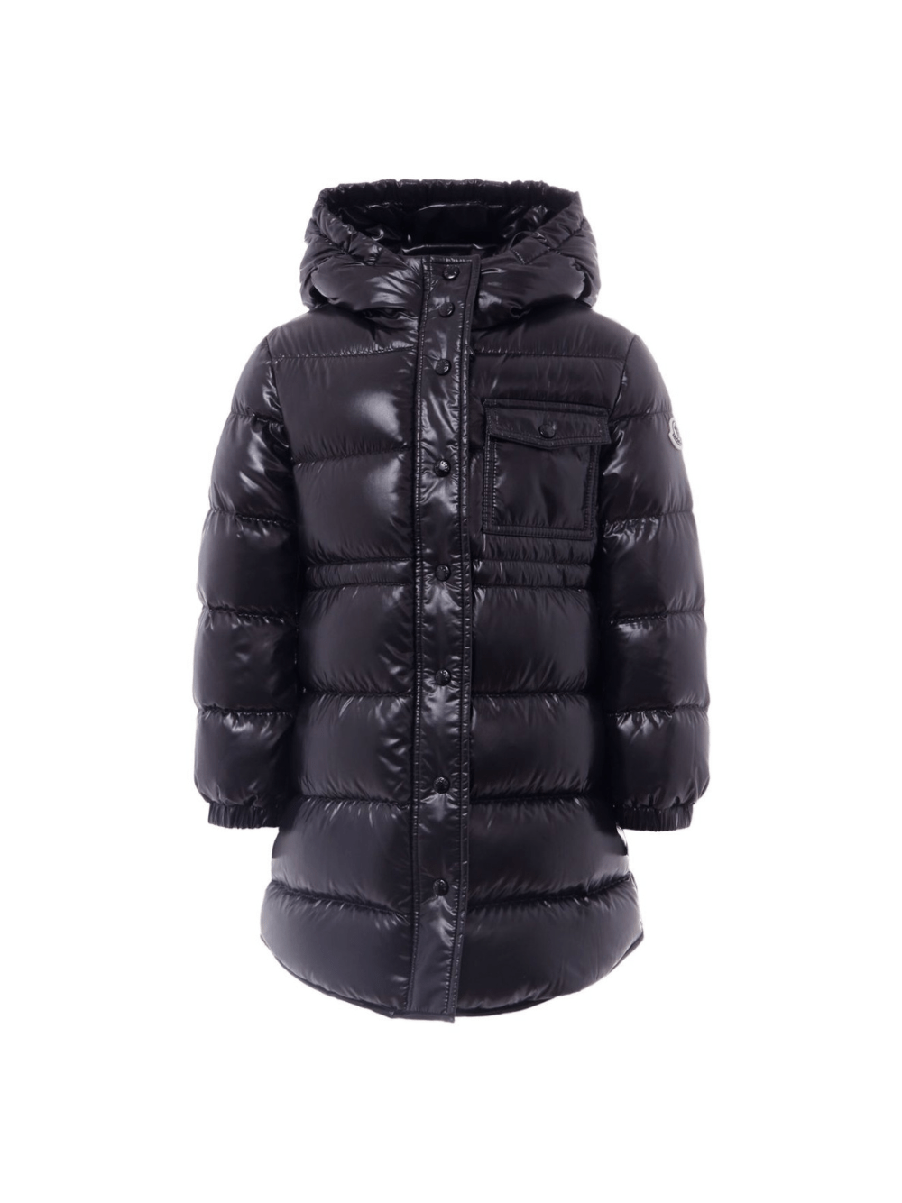 Giubbino trapuntato per bambina Moncler Enfant nero con cappuccio - Rubino Kids