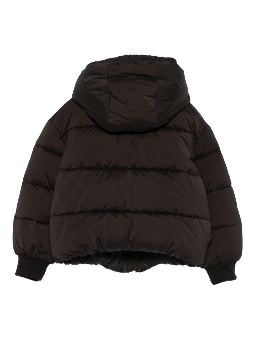 Giubbino trapuntato per bambina Monnalisa nero con cappuccio - Rubino Kids