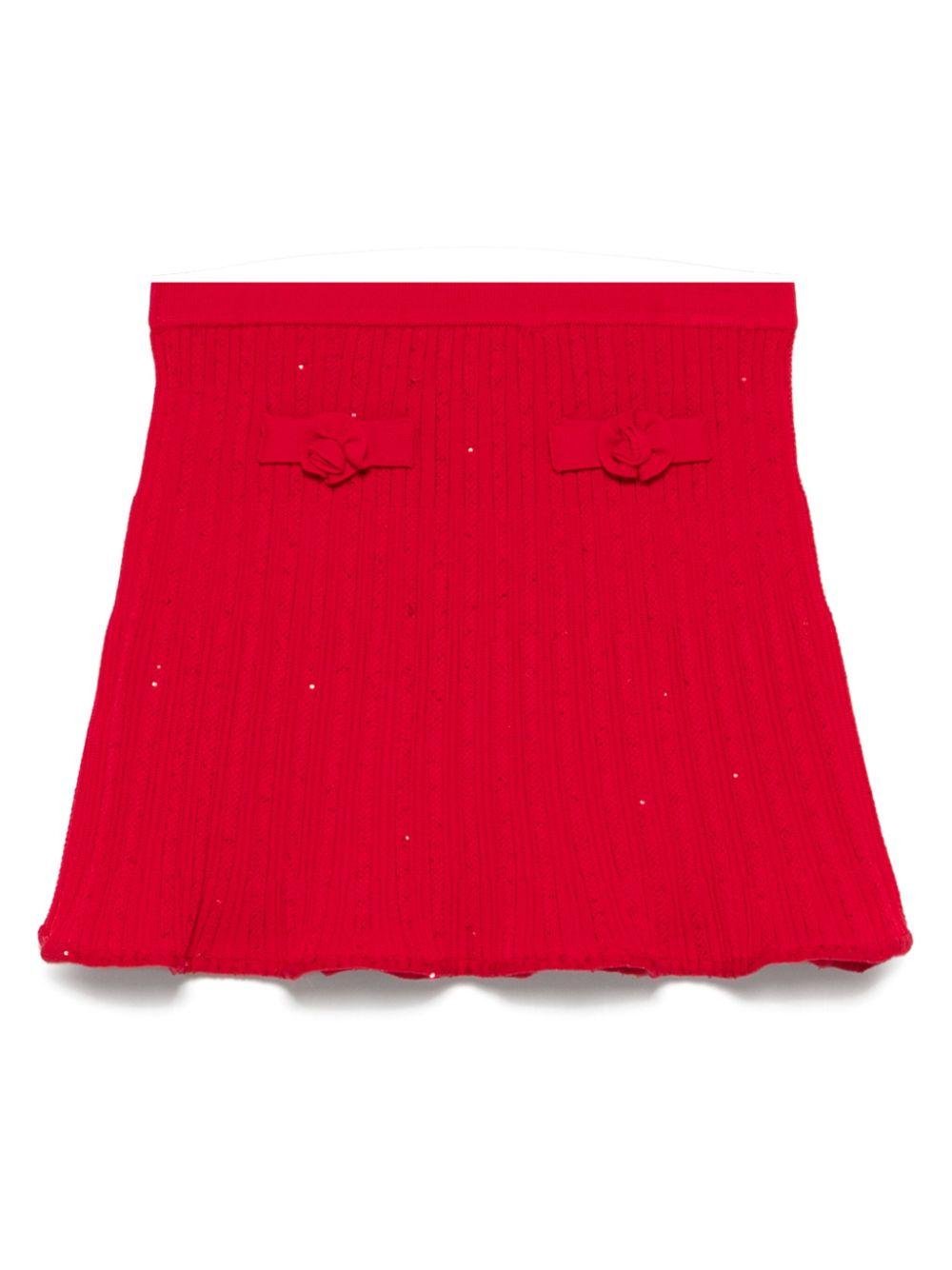 Gonna a coste per bambina Self - Portrait Kids rosso con vita elasticizzata - Rubino Kids