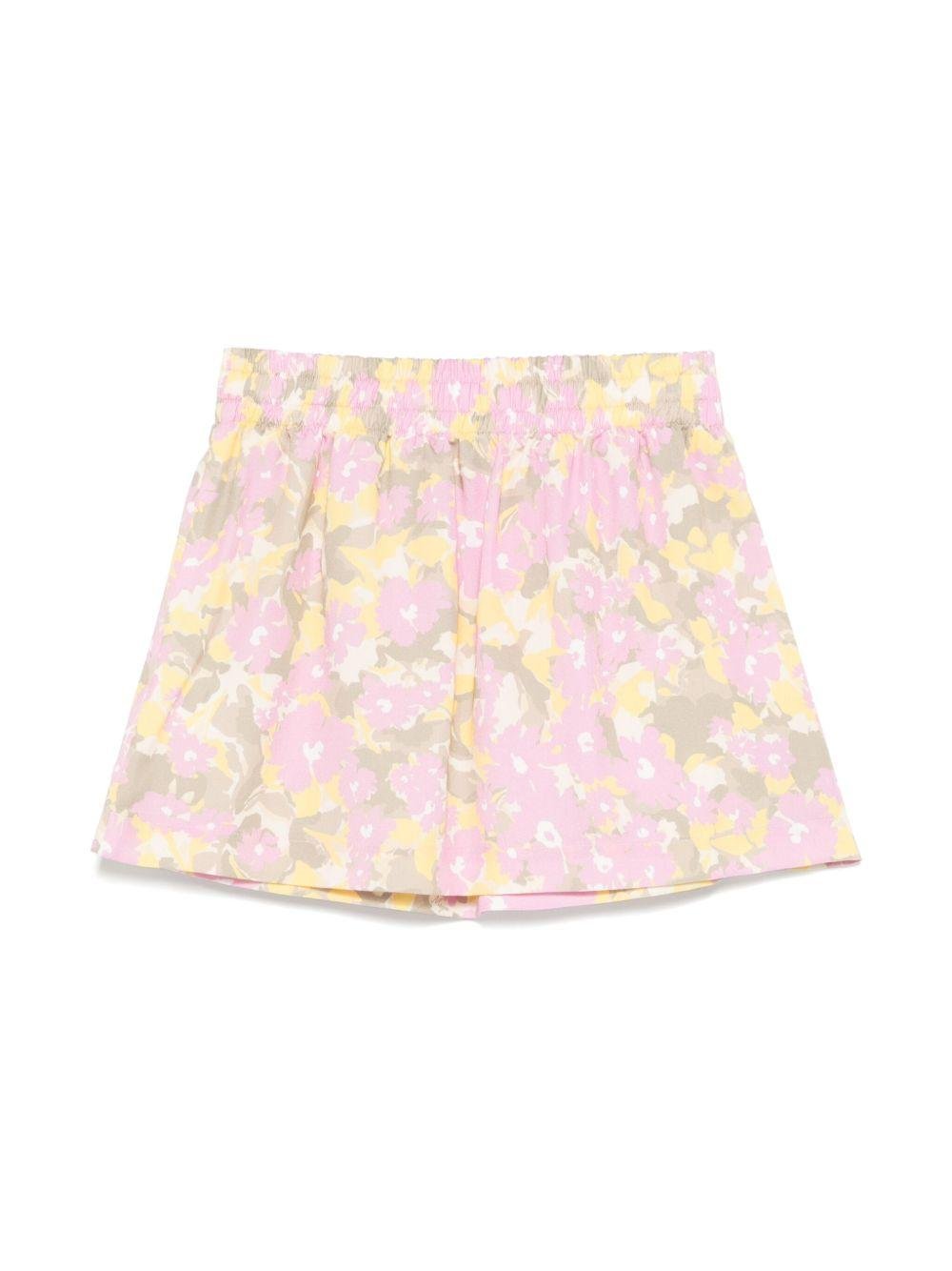 Gonna a fiori per bambina MSGM Kids rosa con vita elasticizzata - Rubino Kids