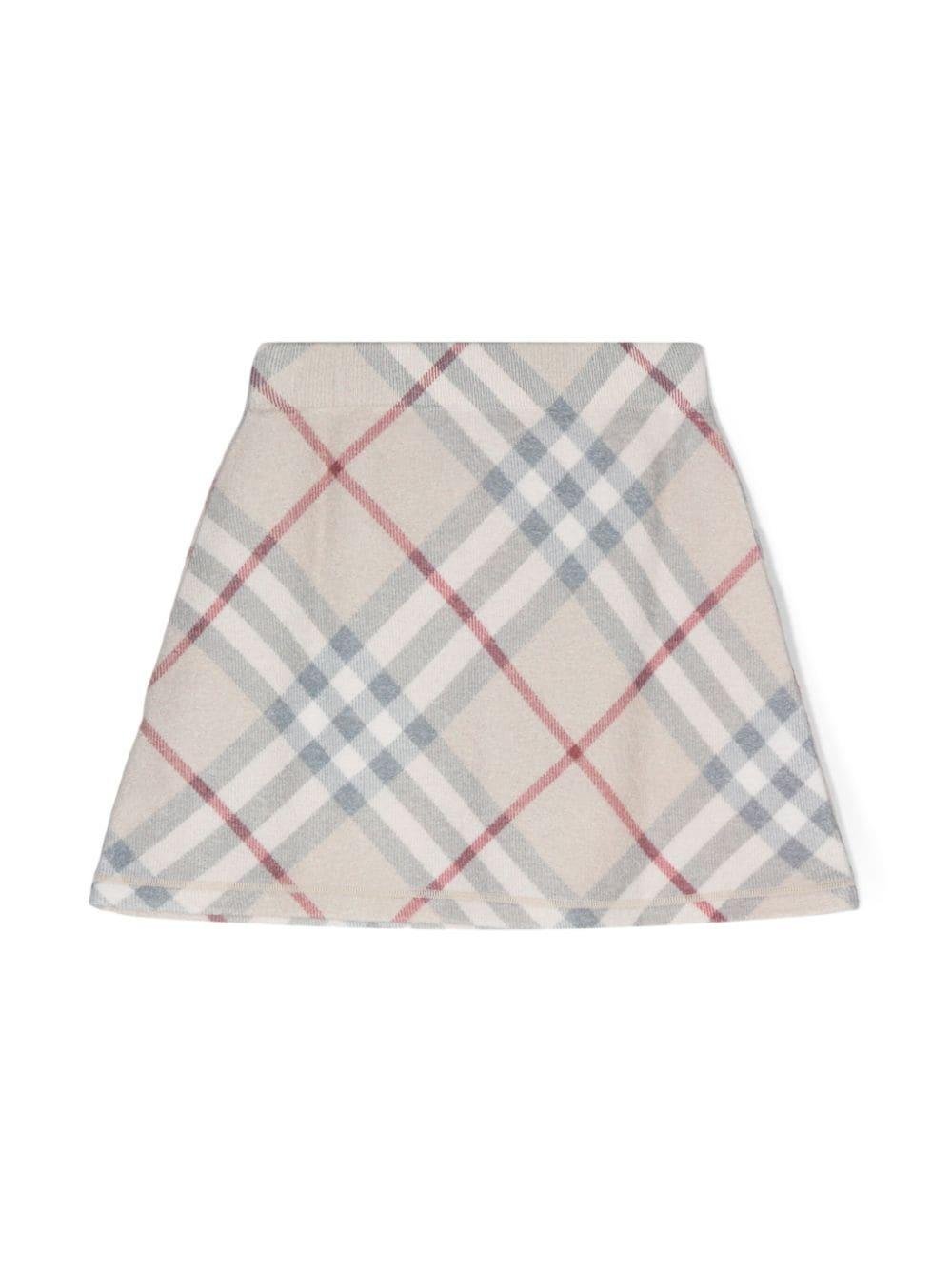 Gonna a quadri per bambina Burberry Kids beige con design svasato - Rubino Kids