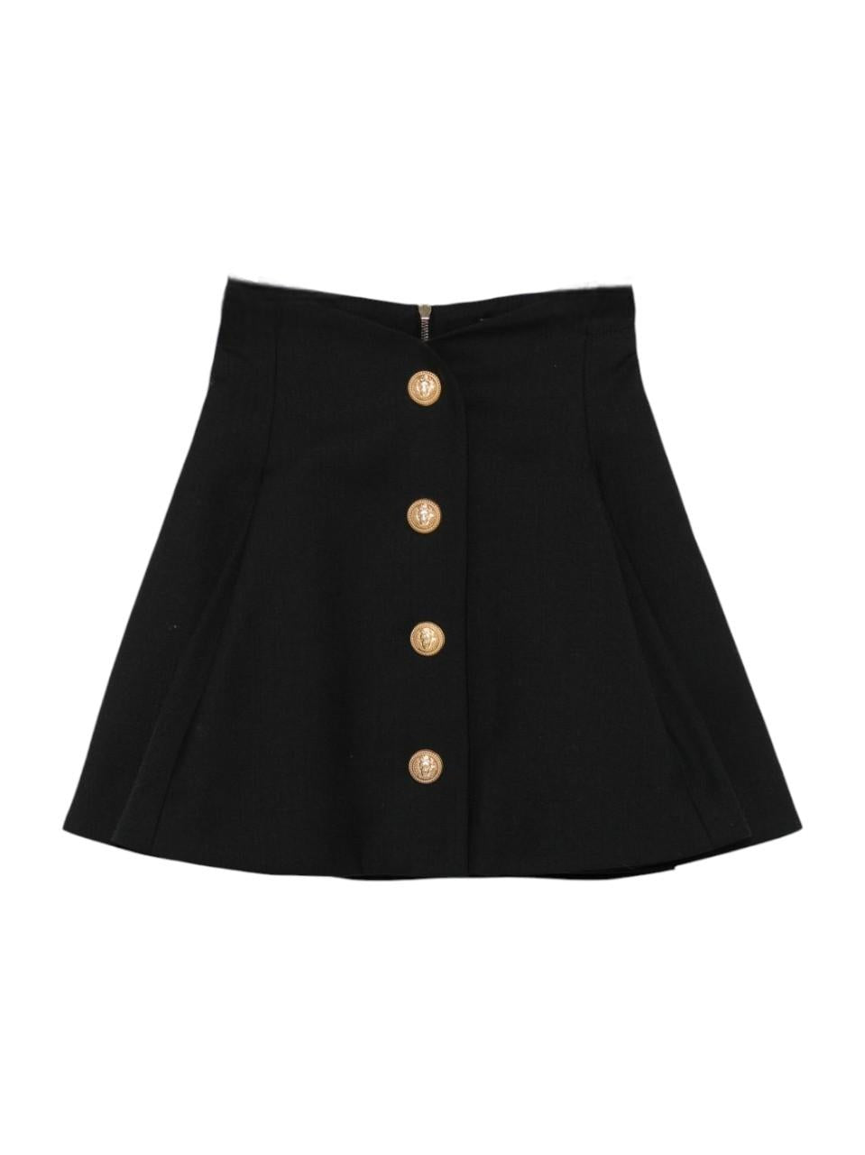 Gonna a trapezio per bambina Balmain Kids nera con bottoni color oro - Rubino Kids