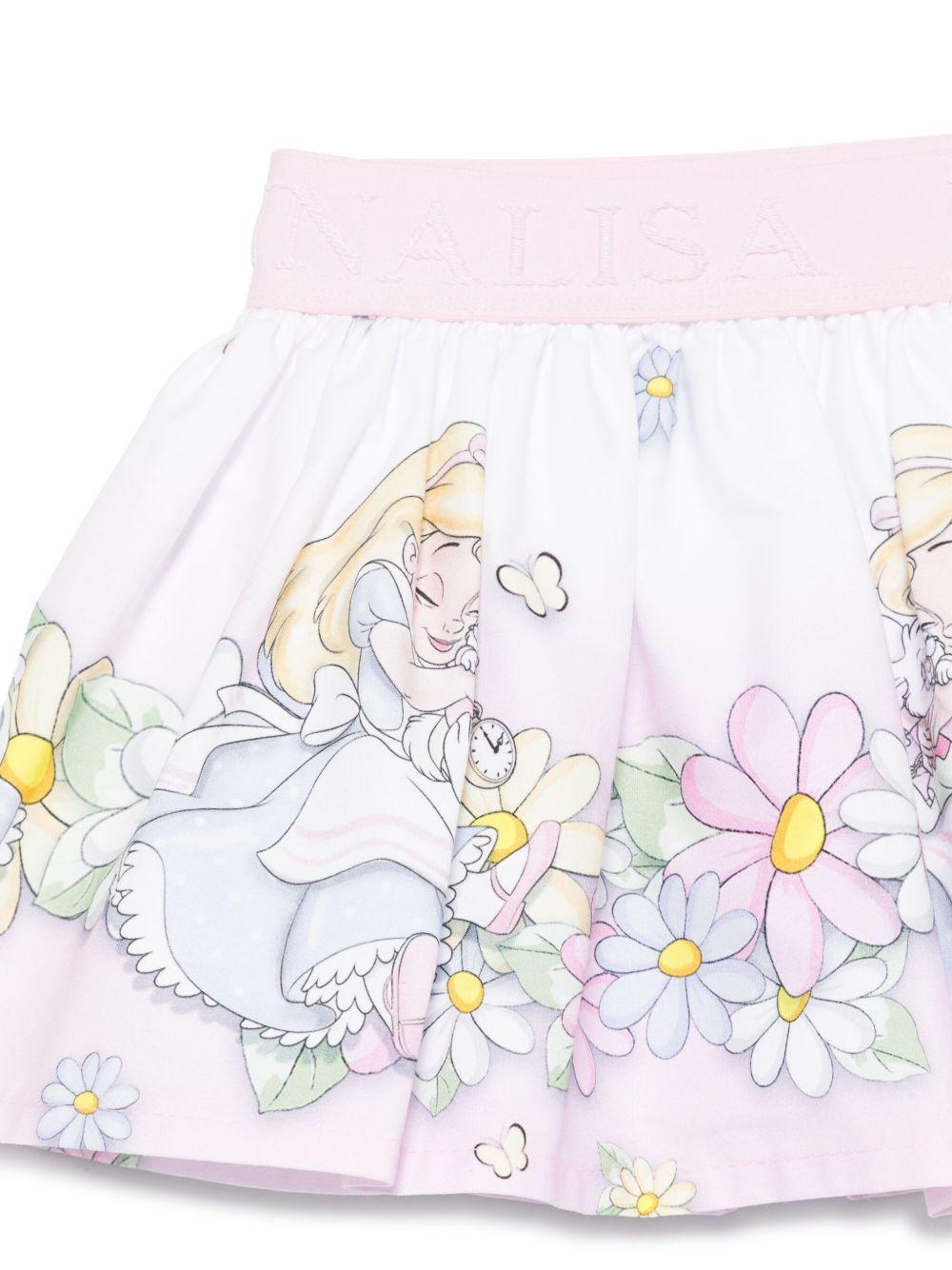 Gonna Alice MONNALISA x Disney per neonata Monnalisa rosa con fodera integrale - Rubino Kids