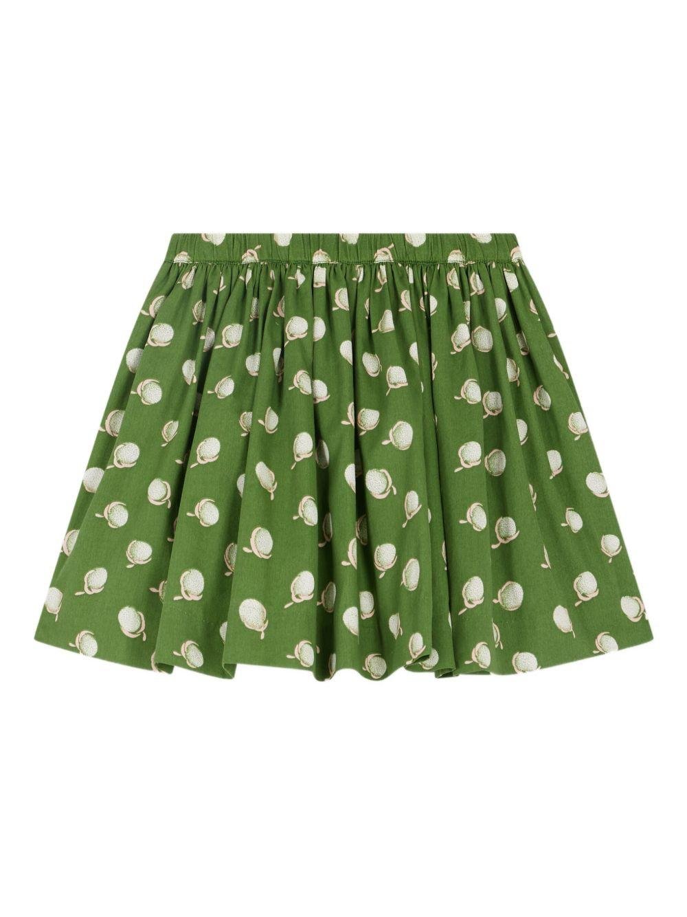 Gonna arricciata per bambina Bonpoint verde con stampa all - over - Rubino Kids