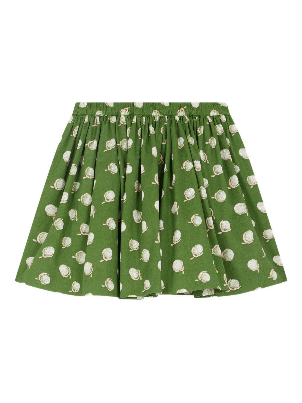 Gonna arricciata per bambina Bonpoint verde con stampa all - over - Rubino Kids