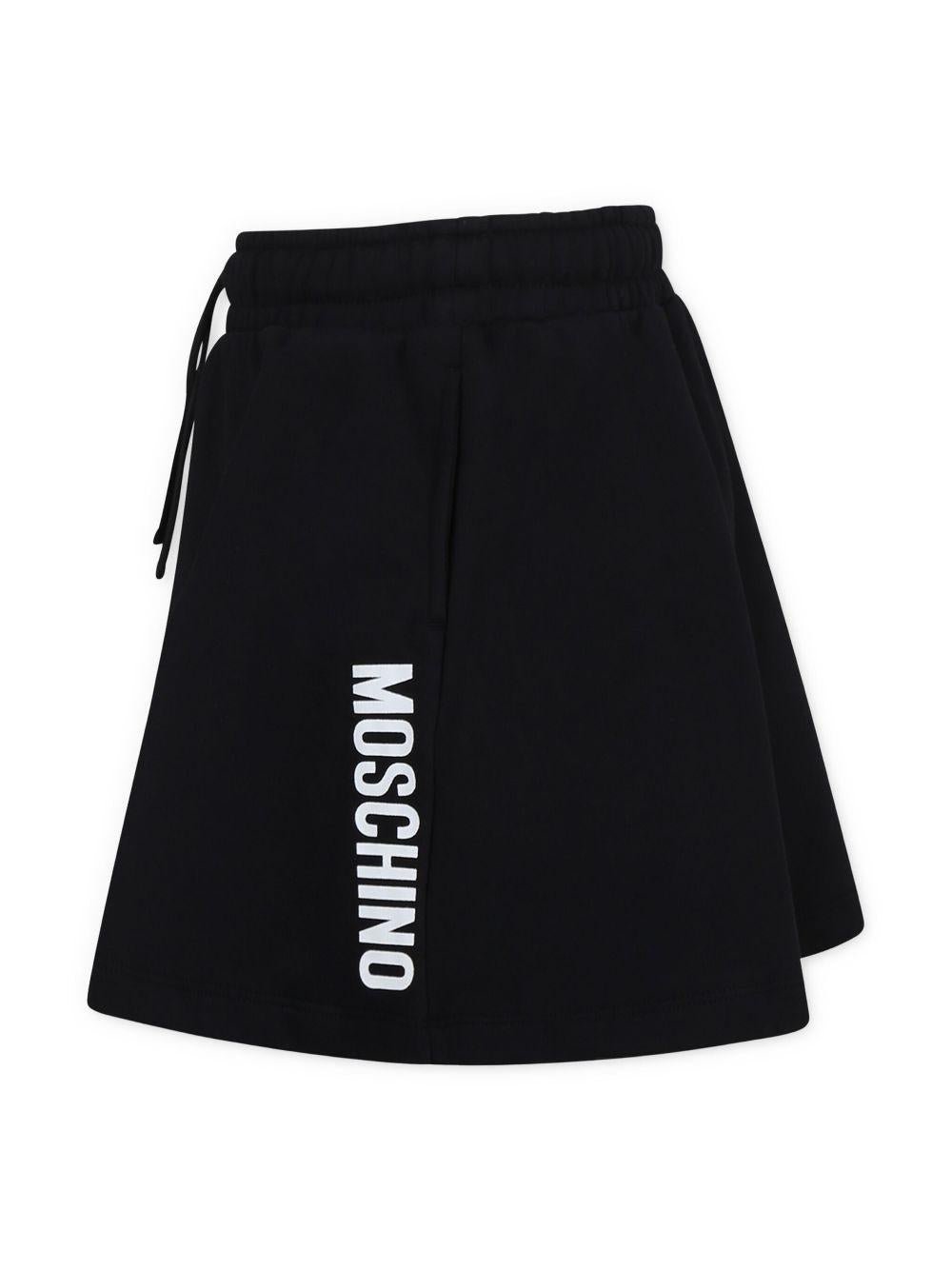 Gonna con logo per bambina Moschino Kids nero con taglio svasato - Rubino Kids