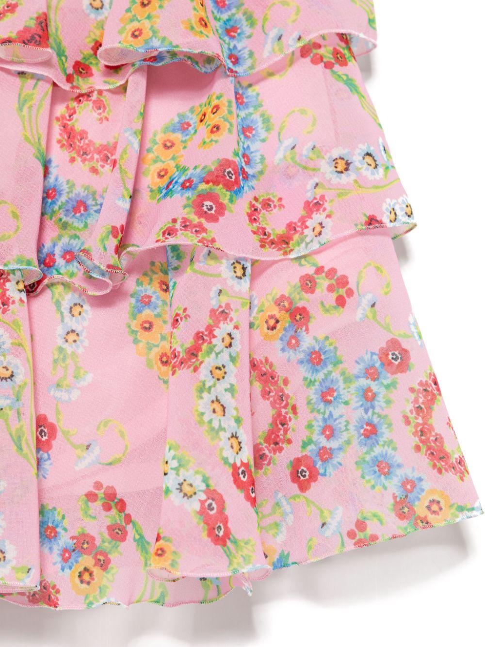 Gonna con stampa floreale per bambina Versace Kids rosa con cerniera - Rubino Kids