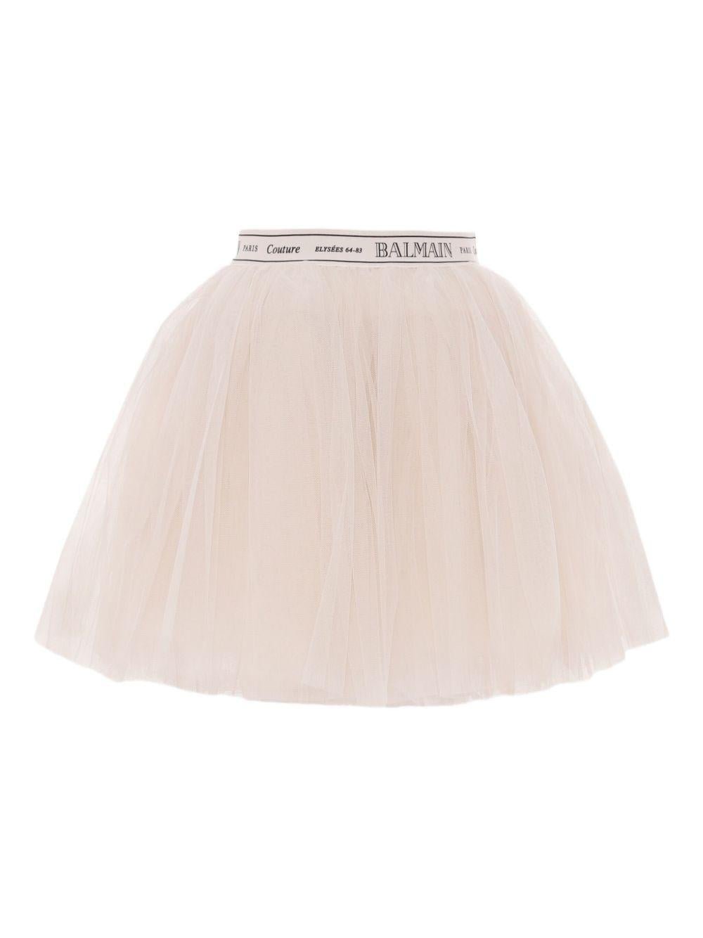 Gonna in tulle per bambina Balmain Kids beige a strati - Rubino Kids