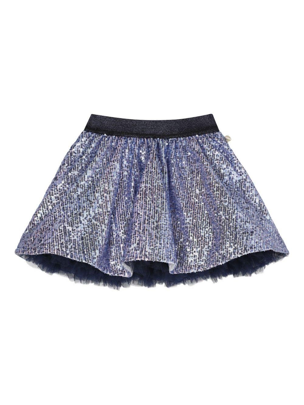 Gonna per bambina Billieblush blu con decorazione con paillettes - Rubino Kids