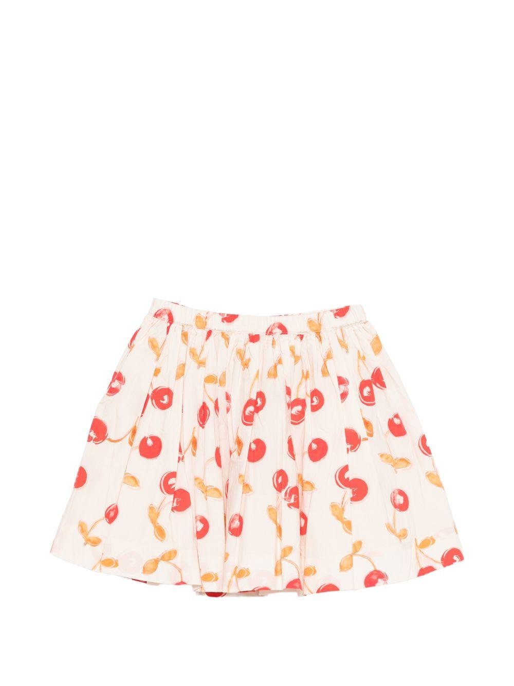 Gonna per bambina Bonpoint beige con stampa ciliegie all - over - Rubino Kids