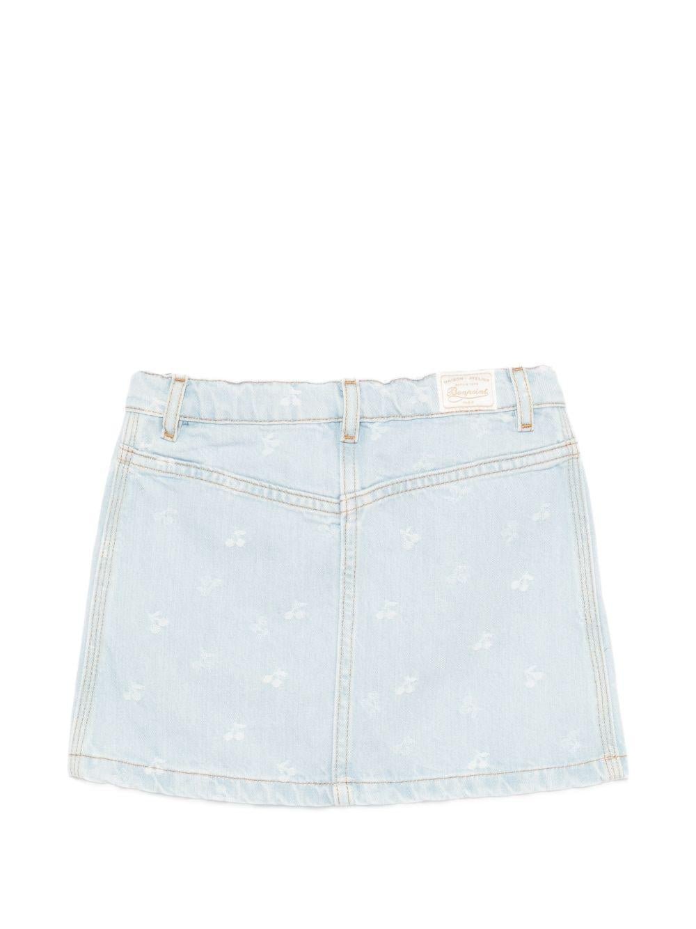 Gonna per bambina Bonpoint denim con stampa ciliegie all - over - Rubino Kids