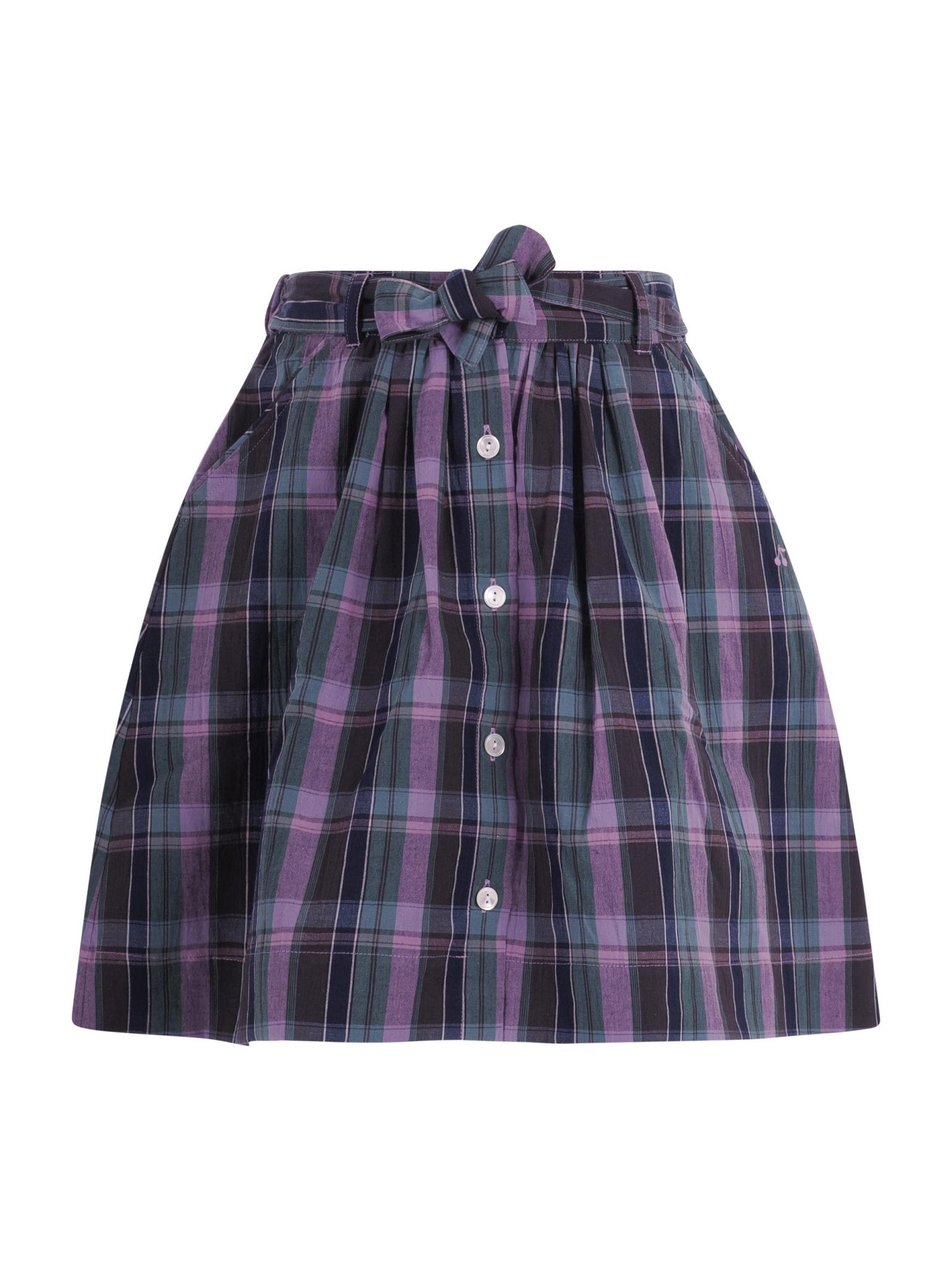 Gonna per bambina Bonpoint viola con motivo tartan - Rubino Kids