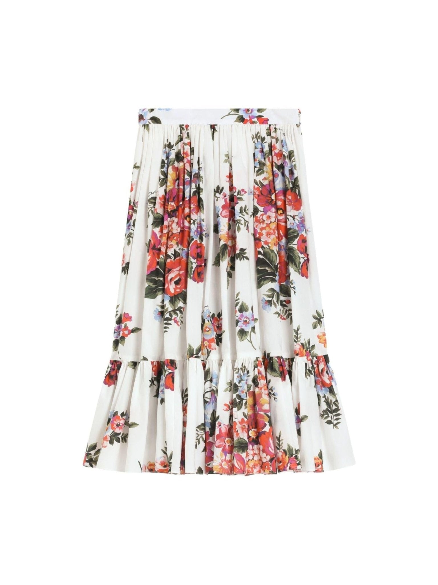 Gonna per bambina Dolce & Gabbana Kids bianca a fiori con ruches - Rubino Kids