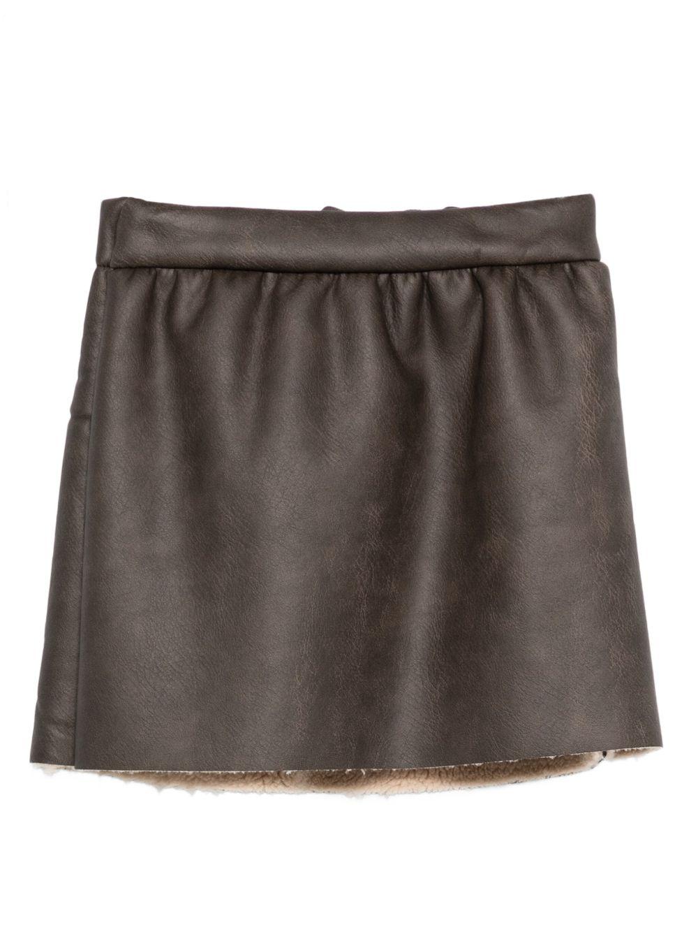 Gonna per bambina Douuod Kids marrone con orlo a taglio vivo - Rubino Kids