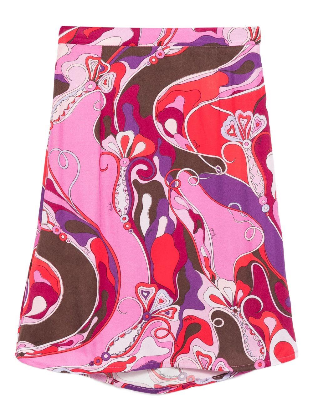Gonna per bambina Emilio Pucci Junior rosa con stampa orchidee - Rubino Kids