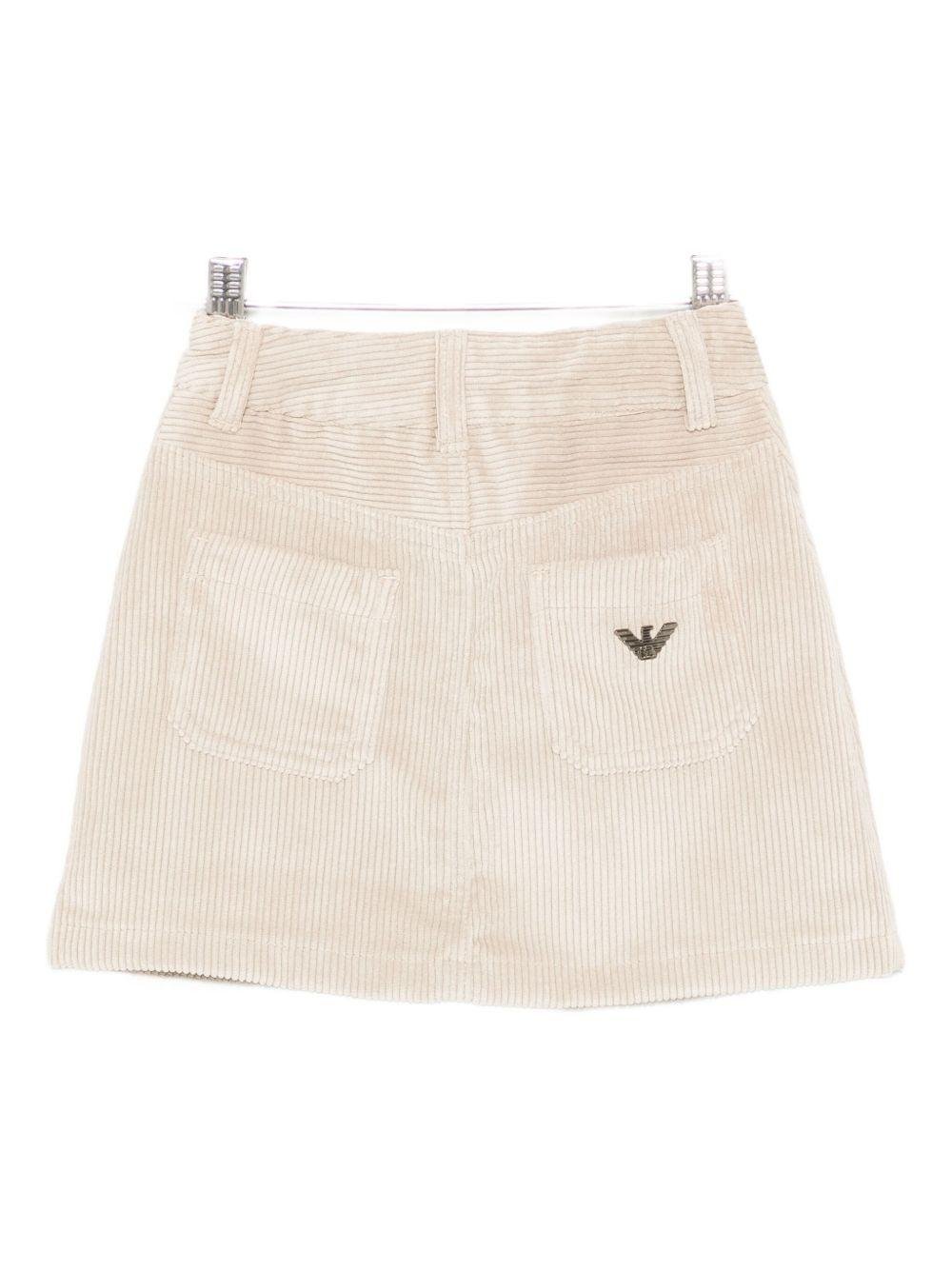 Gonna per bambina Emporio Armani Kids beige con placchetta logo aquila - Rubino Kids