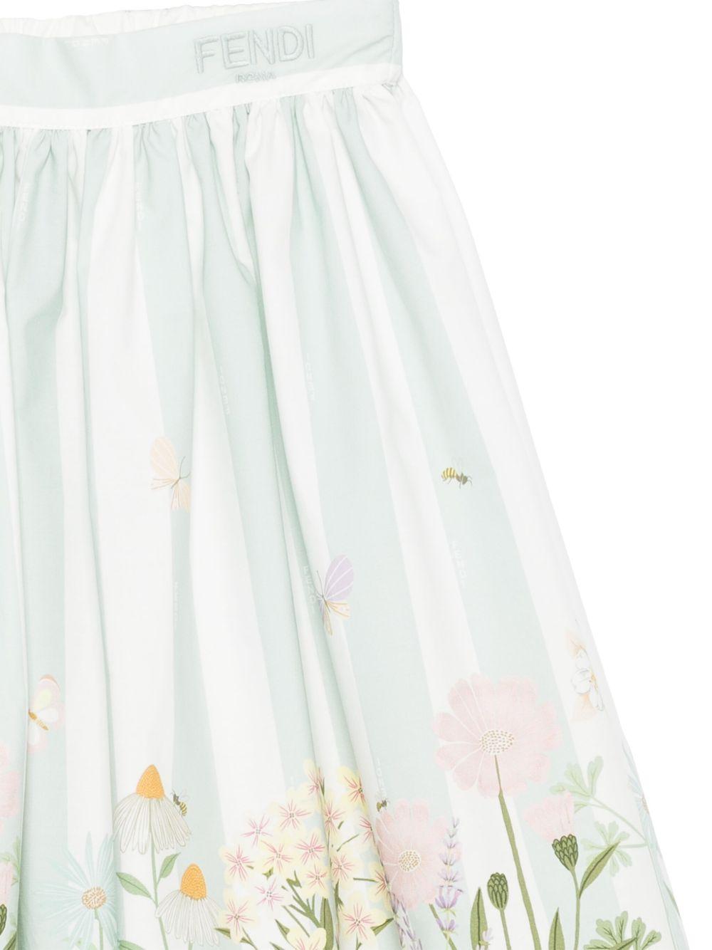 Gonna per bambina Fendi Kids verde con ricamo - Rubino Kids