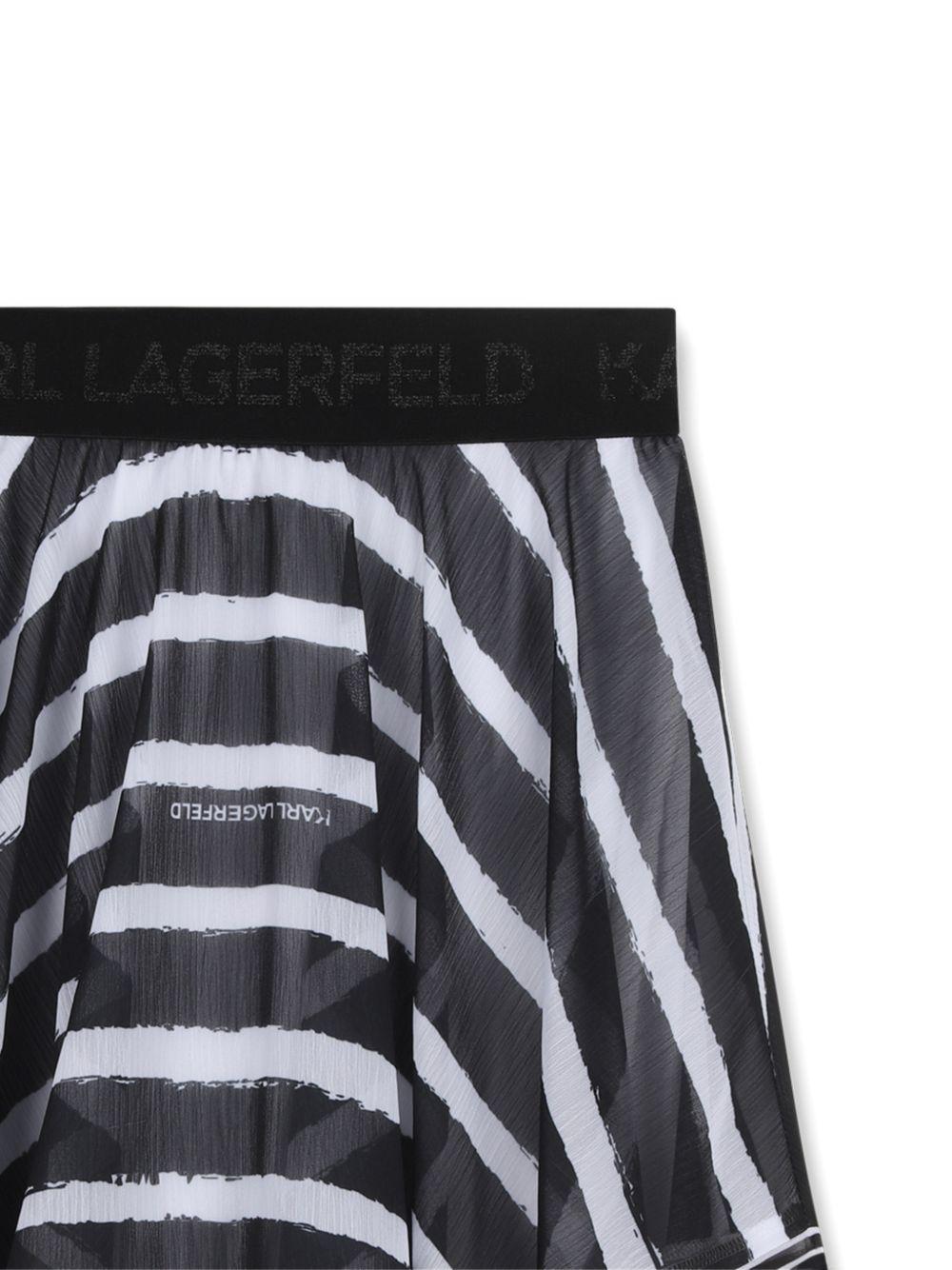 Gonna per bambina Karl Lagerfeld Kids bianca e nera asimmetrica a righe - Rubino Kids