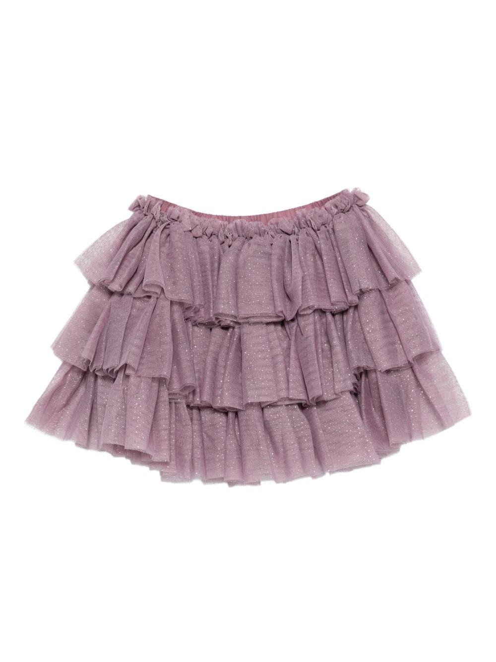 Gonna per bambina Konges Sløjd viola con strati di ruches - Rubino Kids