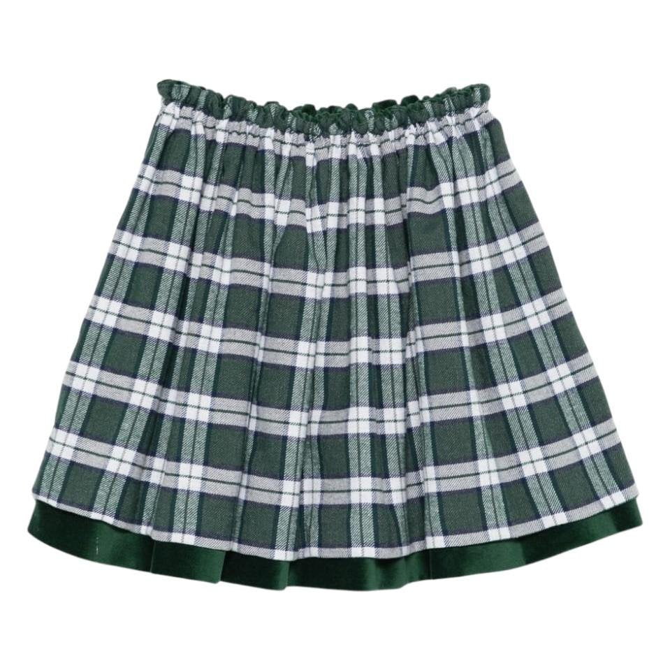 Gonna per bambina Mariella Ferrari verde con motivo a quadri - Rubino Kids
