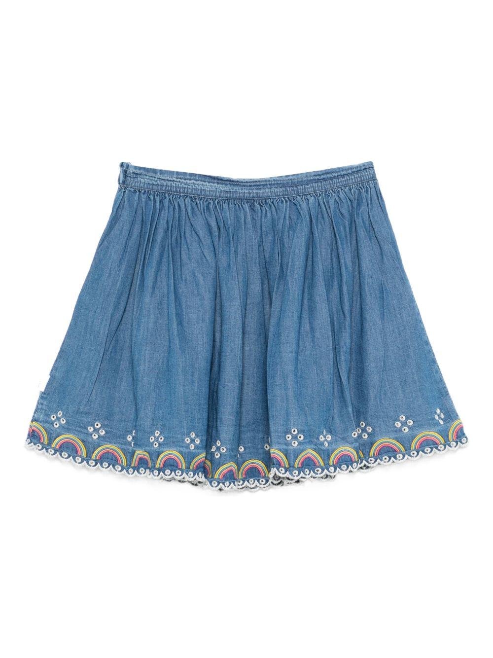 Gonna per bambina Molo denim con dettagli traforati - Rubino Kids