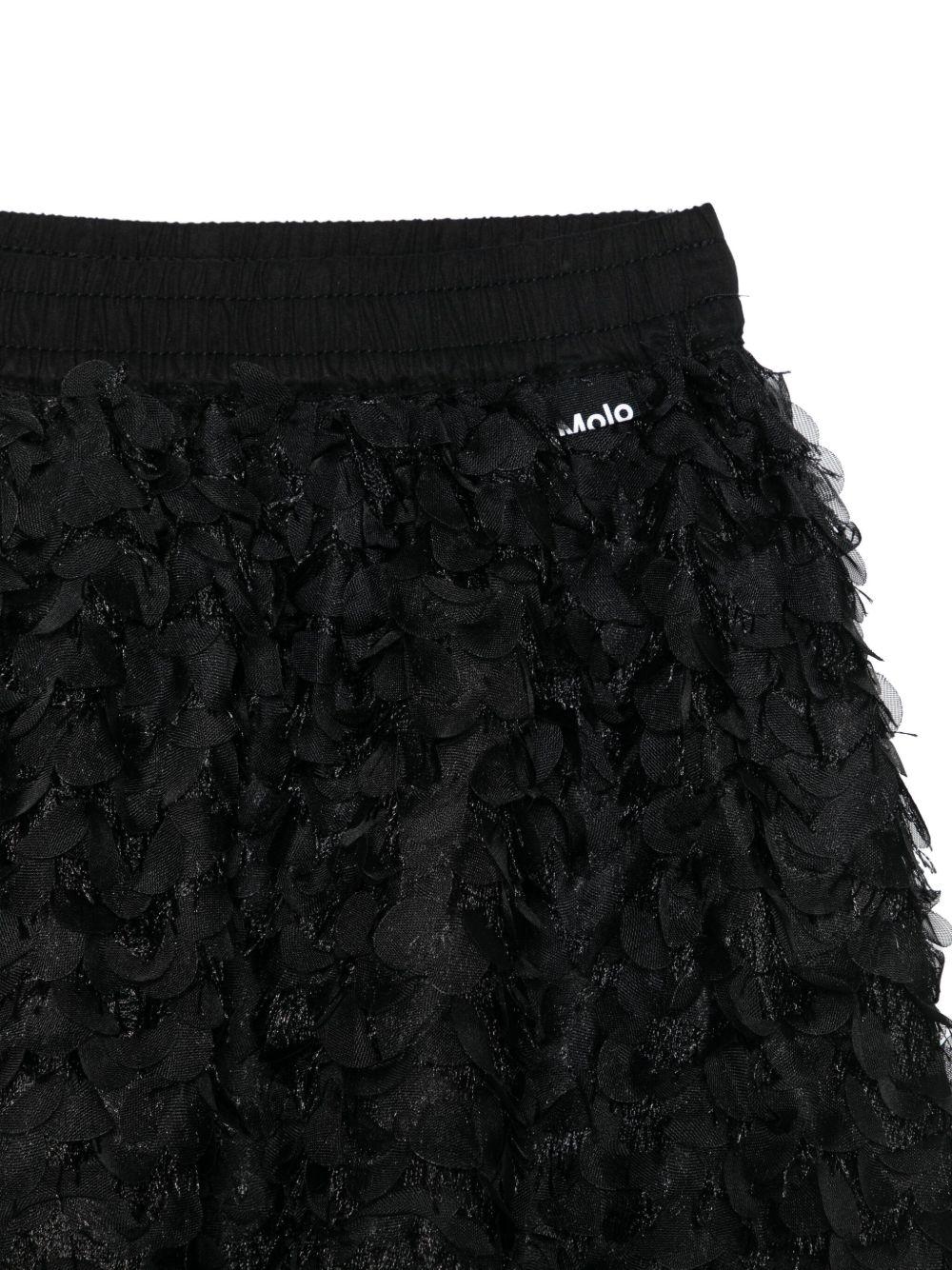 Gonna per bambina Molo nera con decorazione con petali - Rubino Kids