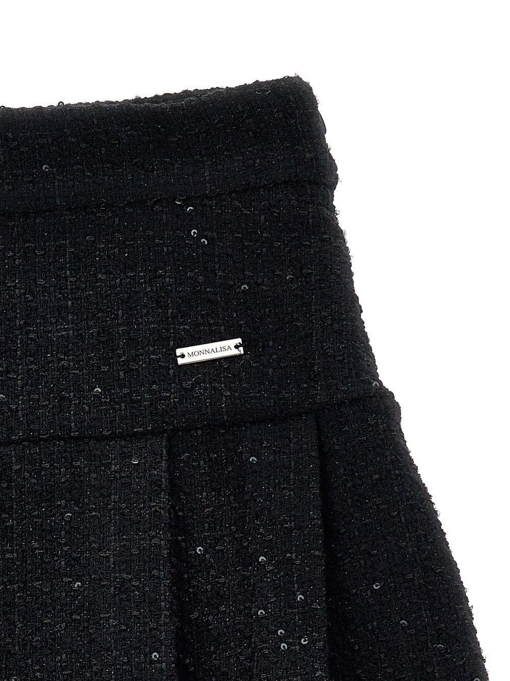 Gonna per bambina Monnalisa nera con dettagli plissettati - Rubino Kids