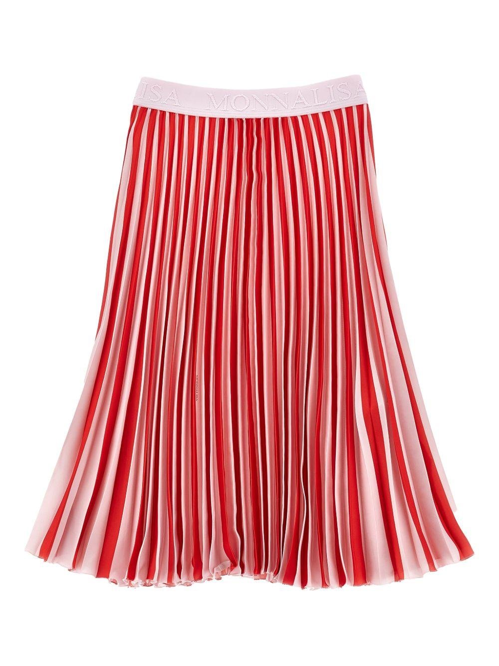 Gonna per bambina Monnalisa rossa plissettata con ricamo logo - Rubino Kids