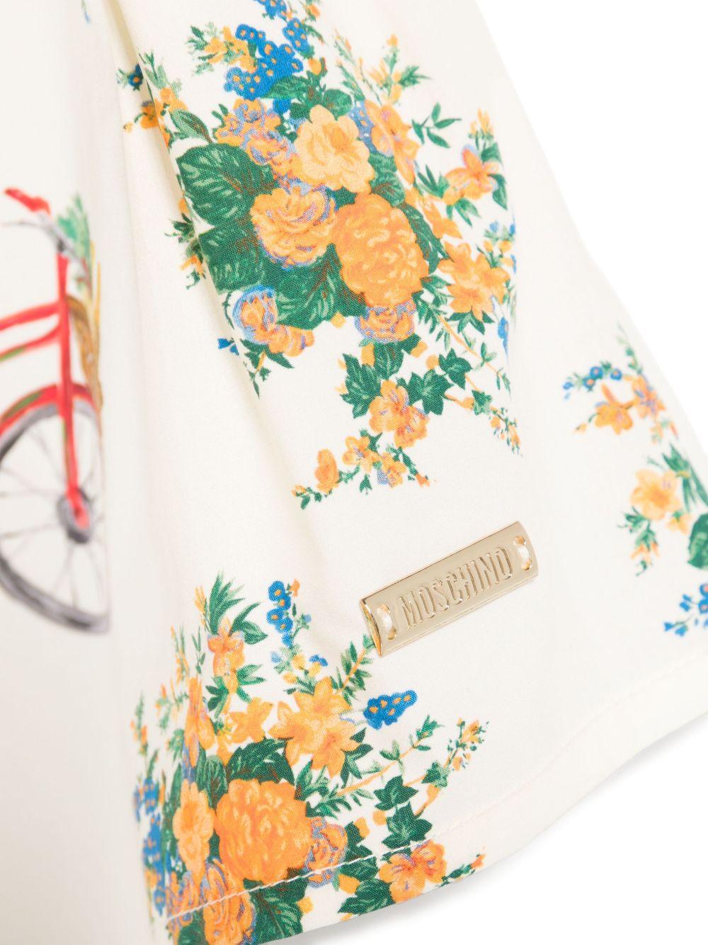 Gonna per bambina Moschino Kids a fiori con placca con logo - Rubino Kids