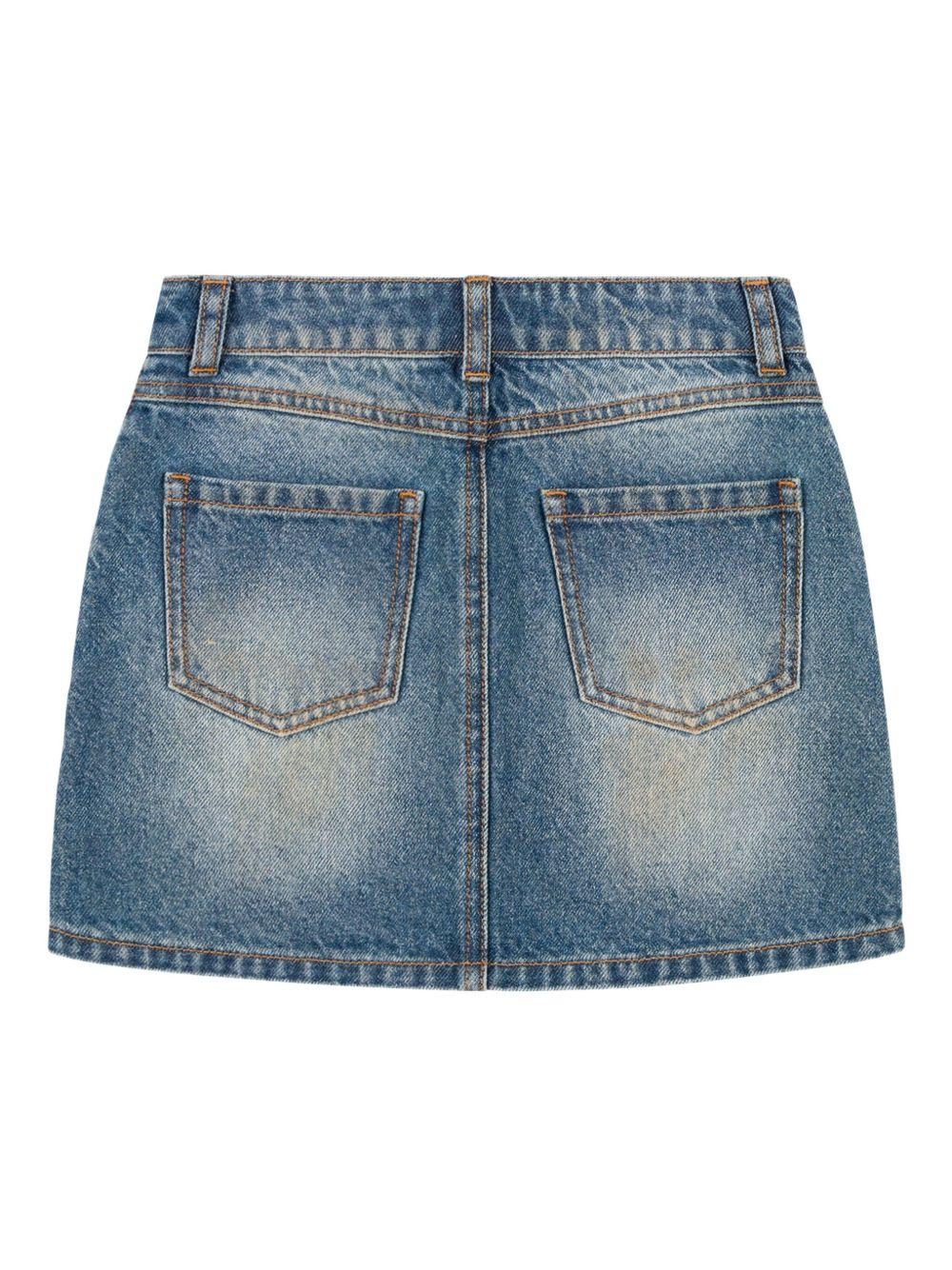 Gonna per bambina Moschino Kids denim con chiusura frontale con bottoni e zip - Rubino Kids