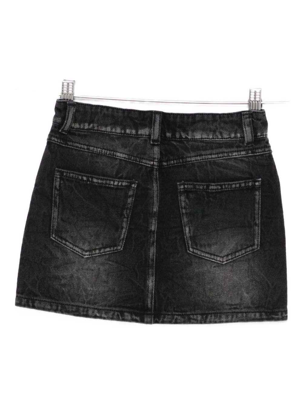 Gonna per bambina Moschino Kids denim con placca logo - Rubino Kids