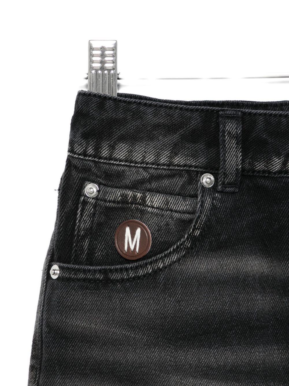 Gonna per bambina Moschino Kids denim con placca logo - Rubino Kids