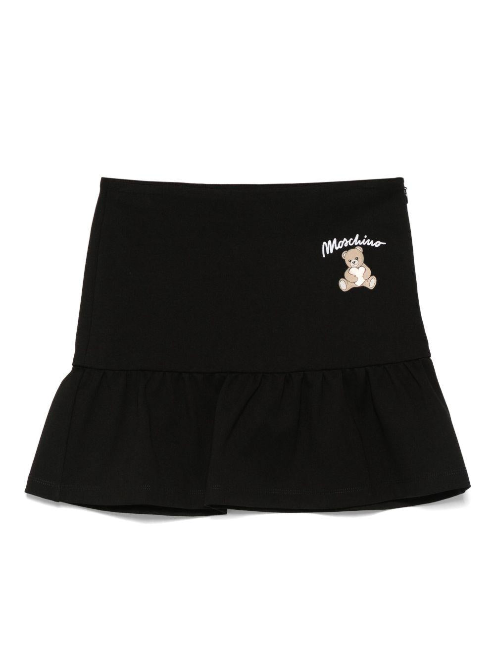 Gonna per bambina Moschino Kids nera con decorazione Teddy Bear - Rubino Kids