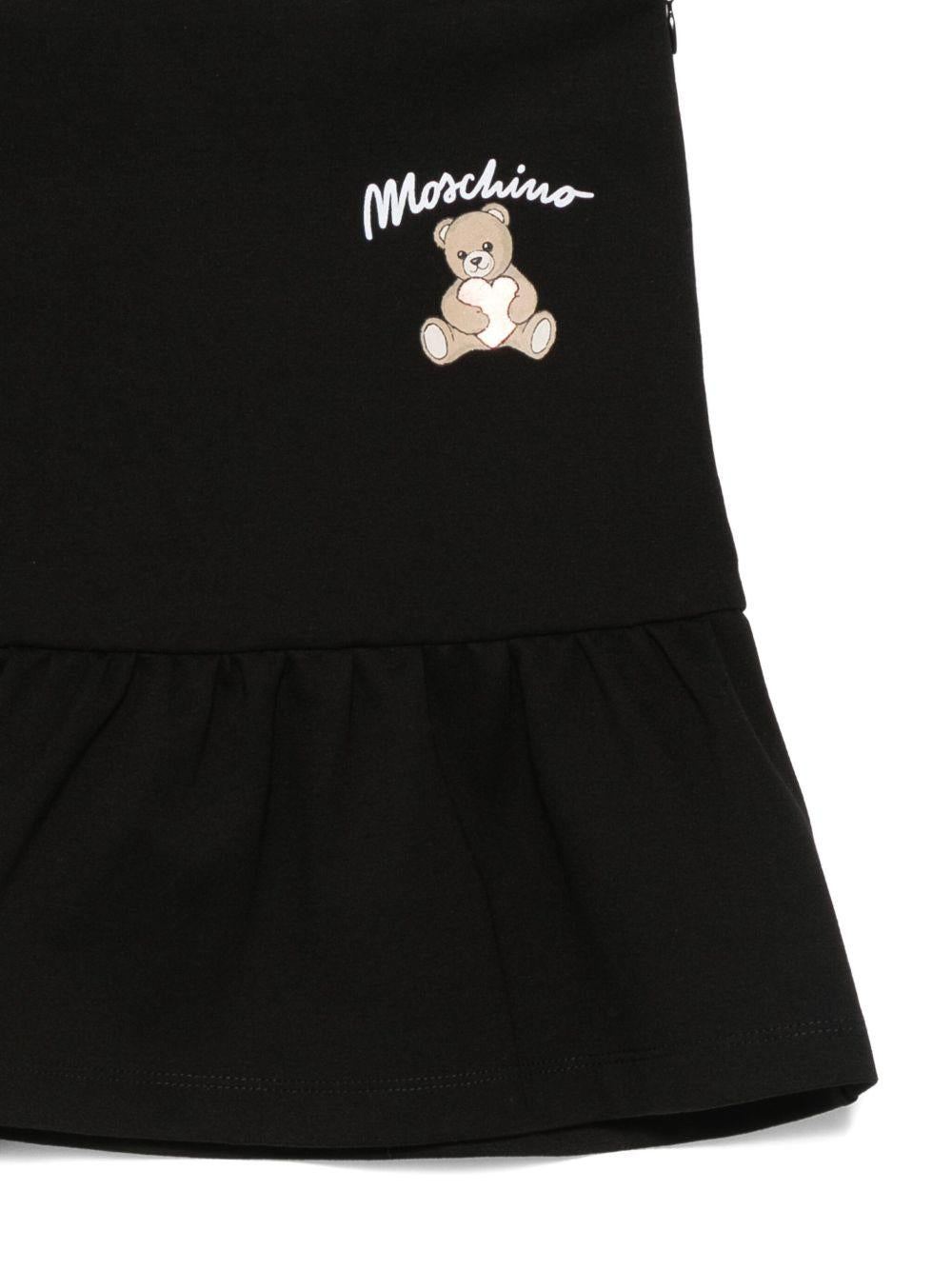 Gonna per bambina Moschino Kids nera con decorazione Teddy Bear - Rubino Kids
