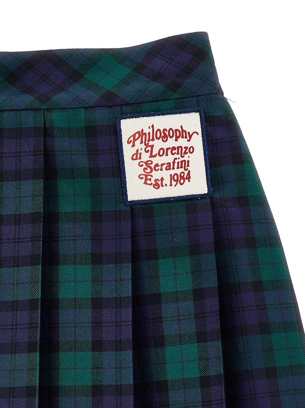 Gonna per bambina Philosophy Di Lorenzo Serafini Kids blu a quadri - Rubino Kids