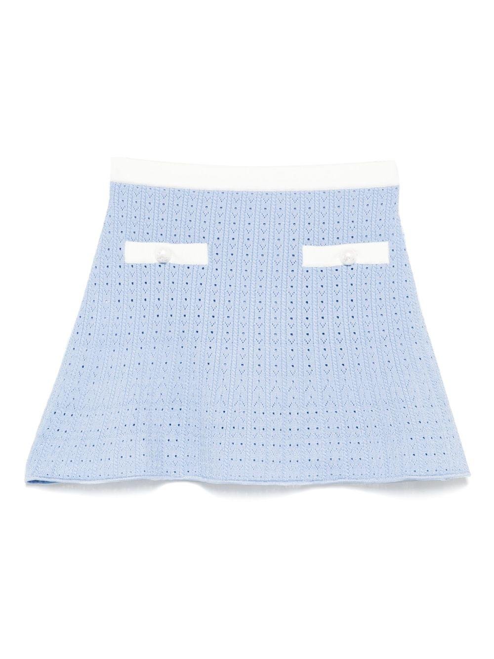 Gonna per bambina Self - Portrait Kids azzurra con lavorazione pointelle - Rubino Kids