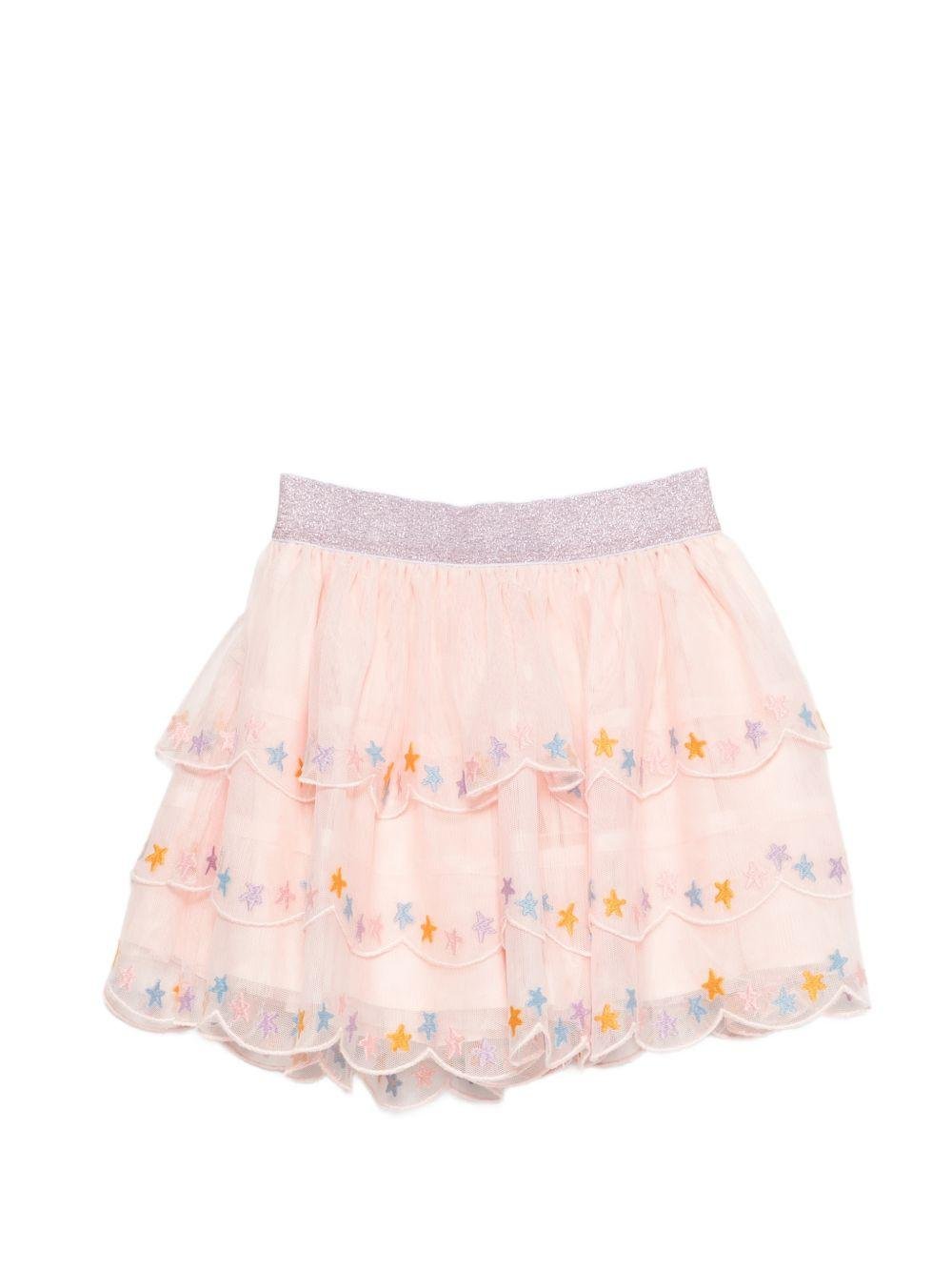Gonna per bambina Stella McCartney Kids rosa con ricamo stelle - Rubino Kids